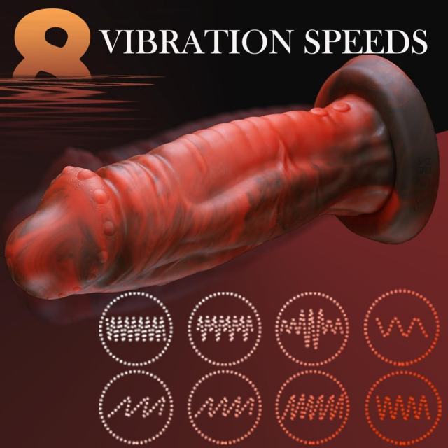 8.47" Black & Red Rechargeable Waterproof Silicone Realistic Vibrating Dildo – 8 Vibrating Modes