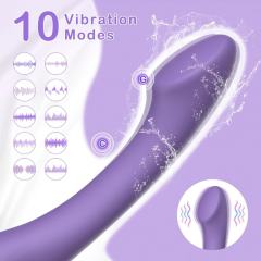 8.27" Purple Rechargeable Waterproof Silicone Curved G-Spot Vibrator – 10 Vibrating Modes