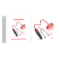 Customizable 7.29" Black & Red Rechargeable Waterproof Silicone Suction Massager Set with 5 Attachments – 10 Suction Modes