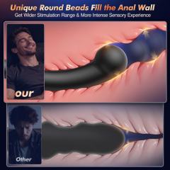 7.29" Black Rechargeable Waterproof Silicone Vibrating Anal Toy – 10 Vibrating Modes