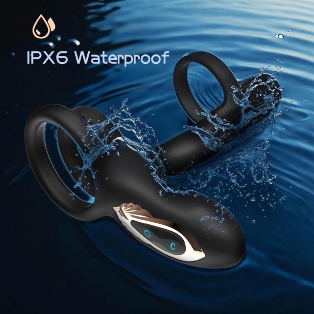 4.73" Black Rechargeable Waterproof Silicone Remote-Controlled Rotating Prostate Massager – 10 Vibrating + 10 Rotating Modes