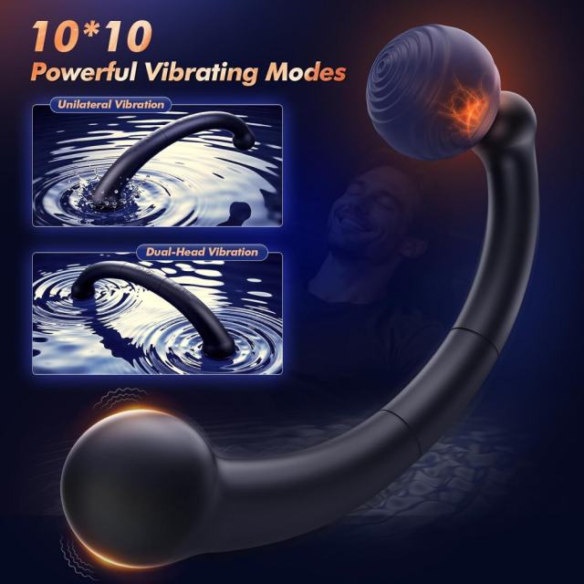 7.29" Black Rechargeable Waterproof Silicone Vibrating Anal Toy – 10 Vibrating Modes