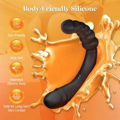 9.46" Black Rechargeable Waterproof Silicone Remote-Controlled Thrusting Prostate Massager – 9 Vibrating + 9 Thrusting Modes