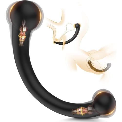 7.29" Black Rechargeable Waterproof Silicone Vibrating Anal Toy – 10 Vibrating Modes