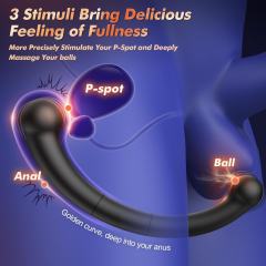 7.29" Black Rechargeable Waterproof Silicone Vibrating Anal Toy – 10 Vibrating Modes