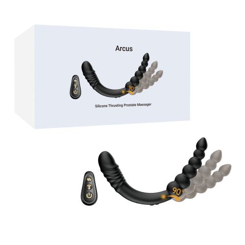 9.46" Black Rechargeable Waterproof Silicone Remote-Controlled Thrusting Prostate Massager – 9 Vibrating + 9 Thrusting Modes