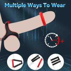 10-Piece Black & Red Waterproof Silicone Cock Ring Set – Multiple Shapes & Textures
