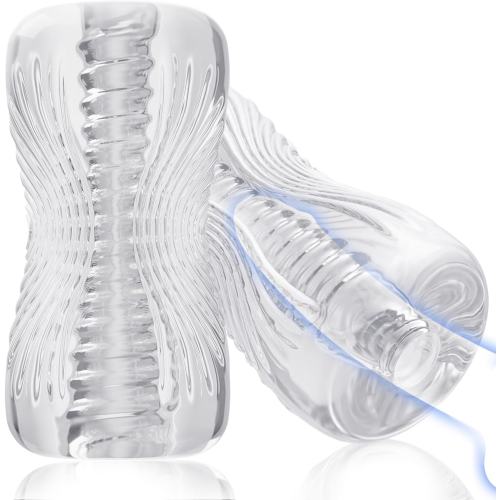 4.93" Clear Waterproof TPE Male Masturbator – Textured Inner Channel