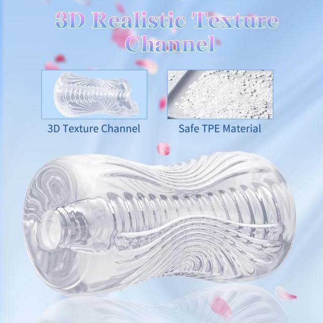 4.93" Clear Waterproof TPE Male Masturbator – Textured Inner Channel