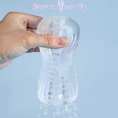 4.93" Clear Waterproof TPE Male Masturbator – Textured Inner Channel