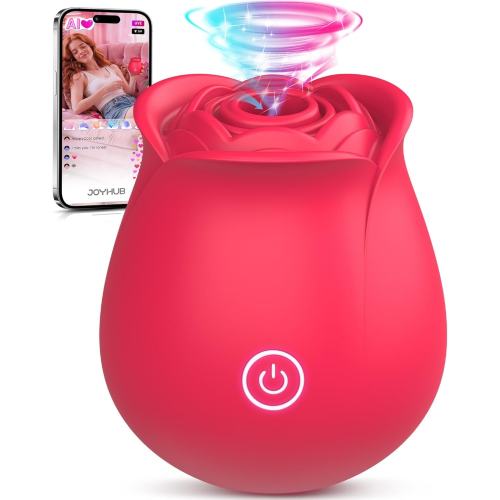 2.60" Red Rechargeable Waterproof Silicone App-Controlled Rose Suction Massager – 9 Suction Modes