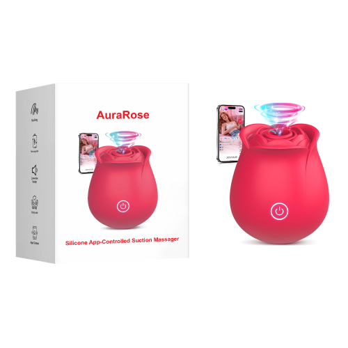 2.60" Red Rechargeable Waterproof Silicone App-Controlled Rose Suction Massager – 9 Suction Modes