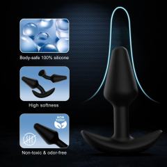 4.33" Black Rechargeable Waterproof Silicone Remote-Controlled Butt Plug Vibrator – 12 Vibrating Modes