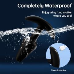 4.33" Black Rechargeable Waterproof Silicone Remote-Controlled Butt Plug Vibrator – 12 Vibrating Modes