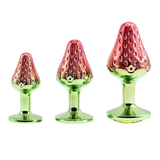 3-Piece Pink & Green Waterproof Metal Jeweled Anal Plug Set – Small, Medium & Large Sizes