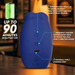 3.94" Dark Blue Rechargeable Waterproof Silicone Flexible Wearable Vibrator – 10 Vibrating Modes