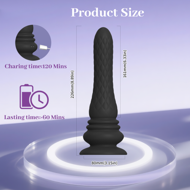8.67" Black Rechargeable Waterproof Silicone Remote-Controlled Wave Wriggling Prostate Massager – 9 Vibrating + 9 Wave Wriggling Modes