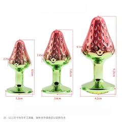 3-Piece Pink & Green Waterproof Metal Jeweled Anal Plug Set – Small, Medium & Large Sizes