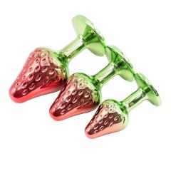 3-Piece Pink & Green Waterproof Metal Jeweled Anal Plug Set – Small, Medium & Large Sizes