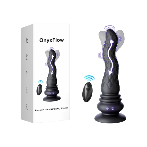 8.67" Black Rechargeable Waterproof Silicone Remote-Controlled Wave Wriggling Prostate Massager – 9 Vibrating + 9 Wave Wriggling Modes