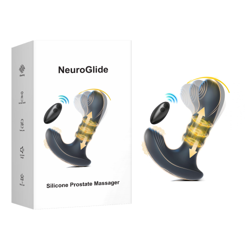 6.11" Black Rechargeable Waterproof Silicone Remote-Controlled Beads Motion Prostate Massager – 9 Vibrating + 9 Wiggling + 9 Beads Motion Modes