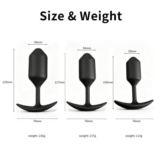 3-Piece Black Waterproof Silicone Butt Plug Set – Small, Medium & Large Sizes