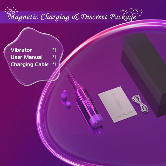 4.93" Purple Rechargeable Waterproof Silicone Vibrator with 2 Interchangeable Attachments – 10 Vibrating Modes