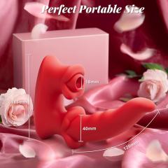 7.09" Red Rechargeable Waterproof Silicone Rotating Suction Rabbit Vibrator – 10 Vibrating + 10 Suction + 10 Rotating Modes