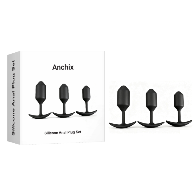 3-Piece Black Waterproof Silicone Butt Plug Set – Small, Medium &amp; Large Sizes