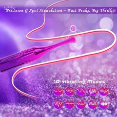 4.93" Purple Rechargeable Waterproof Silicone Vibrator with 2 Interchangeable Attachments – 10 Vibrating Modes