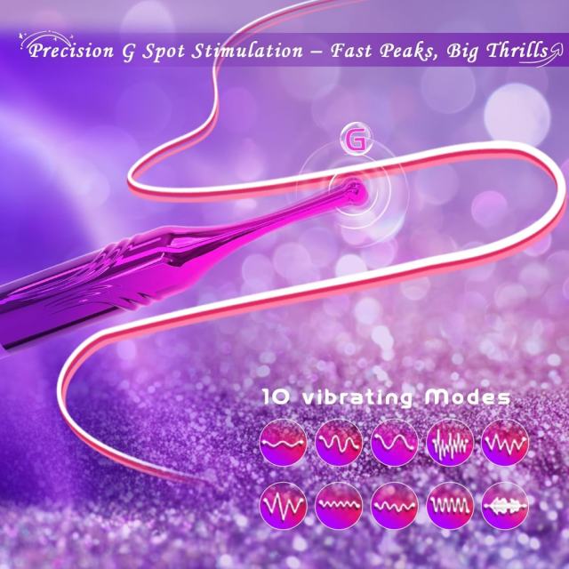 4.93" Purple Rechargeable Waterproof Silicone Vibrator with 2 Interchangeable Attachments – 10 Vibrating Modes