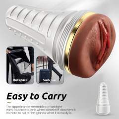 8.67" White & Brown Waterproof TPR Male Masturbator – 7.88" Inner Channel