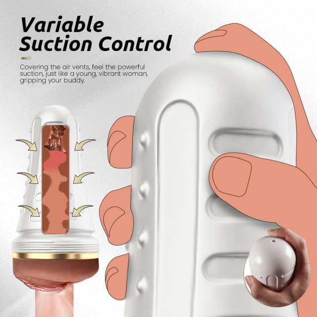 8.67" White & Brown Waterproof TPR Male Masturbator – 7.88" Inner Channel