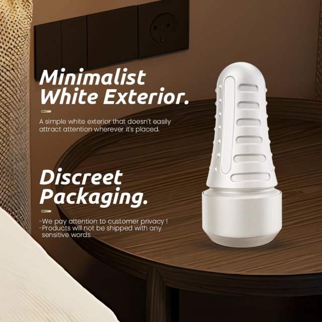 8.67" White & Brown Waterproof TPR Male Masturbator – 7.88" Inner Channel