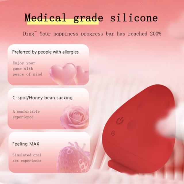 Red Rechargeable Waterproof Silicone Clitoral Suction Stimulator – 5 Suction Modes