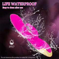 7.60" Magenta & Gold Rechargeable Waterproof Silicone Rabbit Vibrator – 10 Vibrating Modes