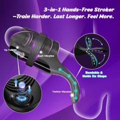 7.09" Black Rechargeable Waterproof Silicone Tapping Vibrator with Silicone Ring – 10 Vibrating + 5 Tapping Modes