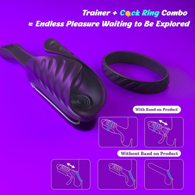 7.09" Black Rechargeable Waterproof Silicone Tapping Vibrator with Silicone Ring – 10 Vibrating + 5 Tapping Modes