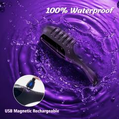 7.09" Black Rechargeable Waterproof Silicone Tapping Vibrator with Silicone Ring – 10 Vibrating + 5 Tapping Modes