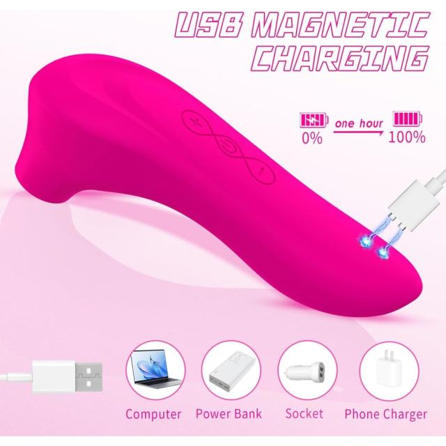 4.73" Magenta Rechargeable Waterproof Silicone Clitoral Suction Stimulator – 7 Suction Modes