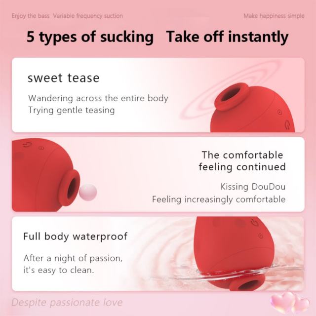Red Rechargeable Waterproof Silicone Clitoral Suction Stimulator – 5 Suction Modes