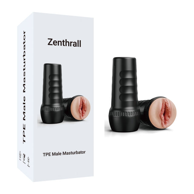 7.80" Flesh &amp; Black Waterproof TPE + ABS Male Masturbator – 6.70" Inner Channel
