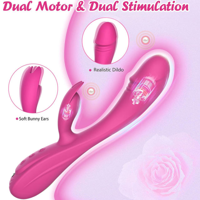 8.39" Magenta Rechargeable Waterproof Silicone + ABS Rabbit Vibrator – 7 Vibrating Modes
