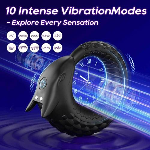 Customizable 3.47" Black Rechargeable Waterproof Silicone Vibrating Cock Ring – 10 Vibrating Modes