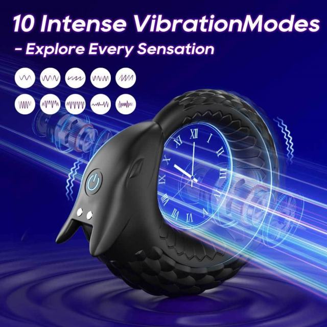 Customizable 3.47" Black Rechargeable Waterproof Silicone Vibrating Cock Ring – 10 Vibrating Modes