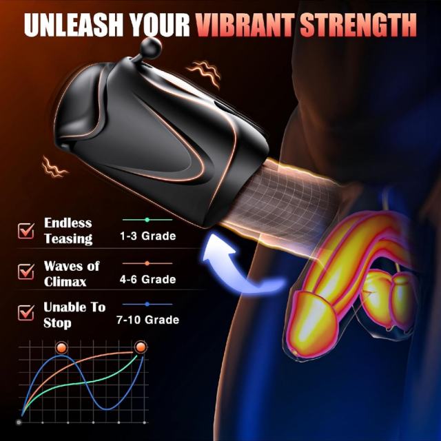 6.90" Black Rechargeable Waterproof Silicone App-Controlled Male Masturbator – 10 Vibrating Modes