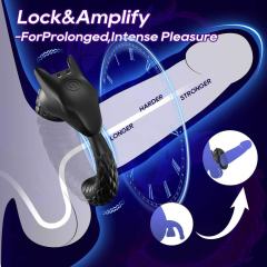3.47" Black Rechargeable Waterproof Silicone Vibrating Cock Ring – 10 Vibrating Modes