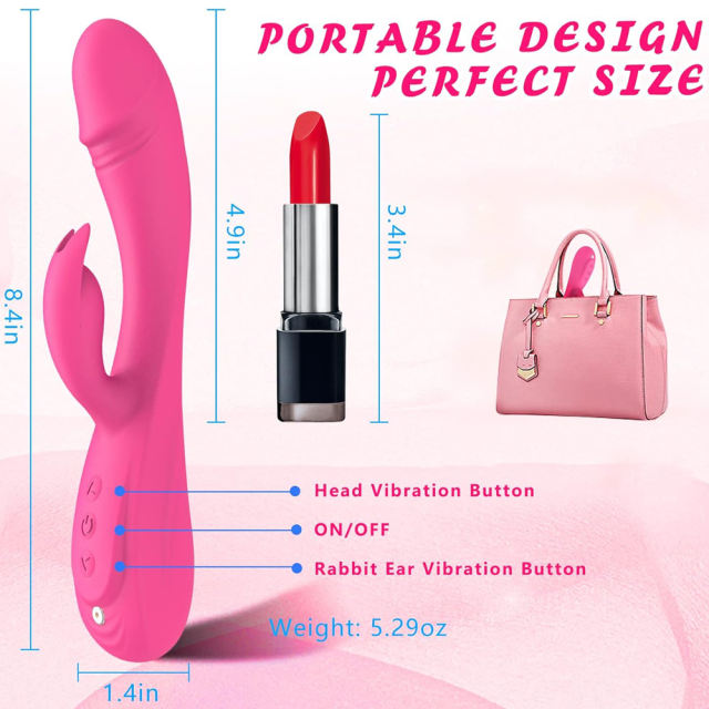 8.39" Magenta Rechargeable Waterproof Silicone + ABS Rabbit Vibrator – 7 Vibrating Modes