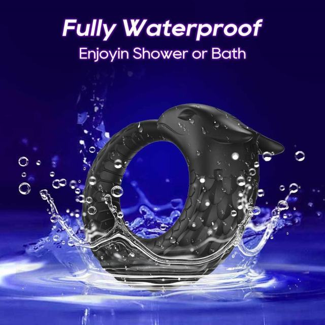 Customizable 3.47" Black Rechargeable Waterproof Silicone Vibrating Cock Ring – 10 Vibrating Modes