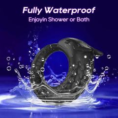 3.47" Black Rechargeable Waterproof Silicone Vibrating Cock Ring – 10 Vibrating Modes